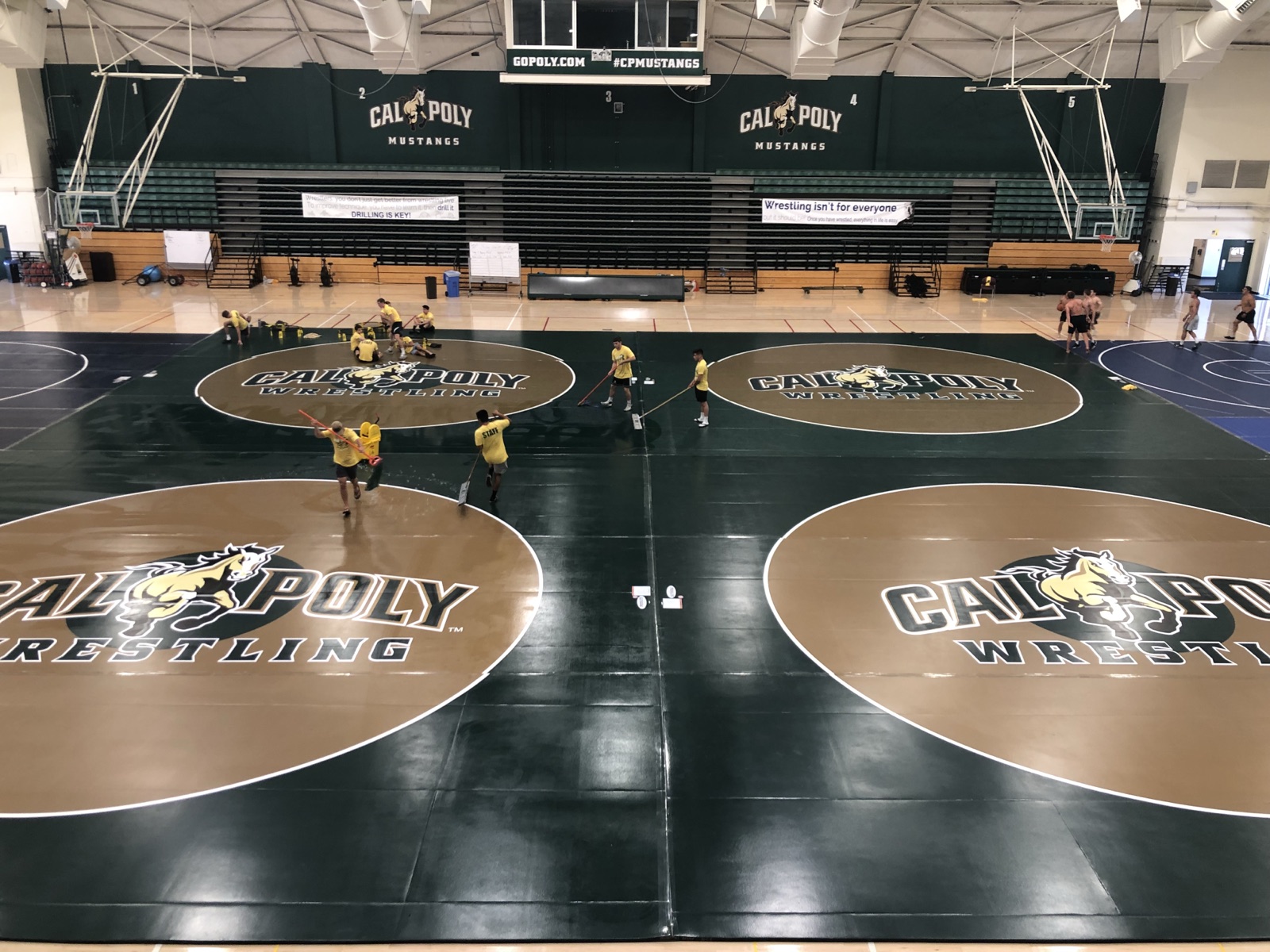 Cal Poly Mott Athletics Center wrestling room with Cal Poly Wrestling mats